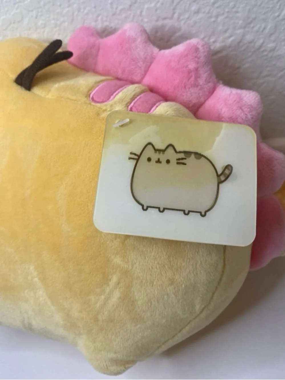 Pusheen GUND Pusheenosaurus Strawberry Banana Yellow Pink Plush Dinosaur Cat 13”